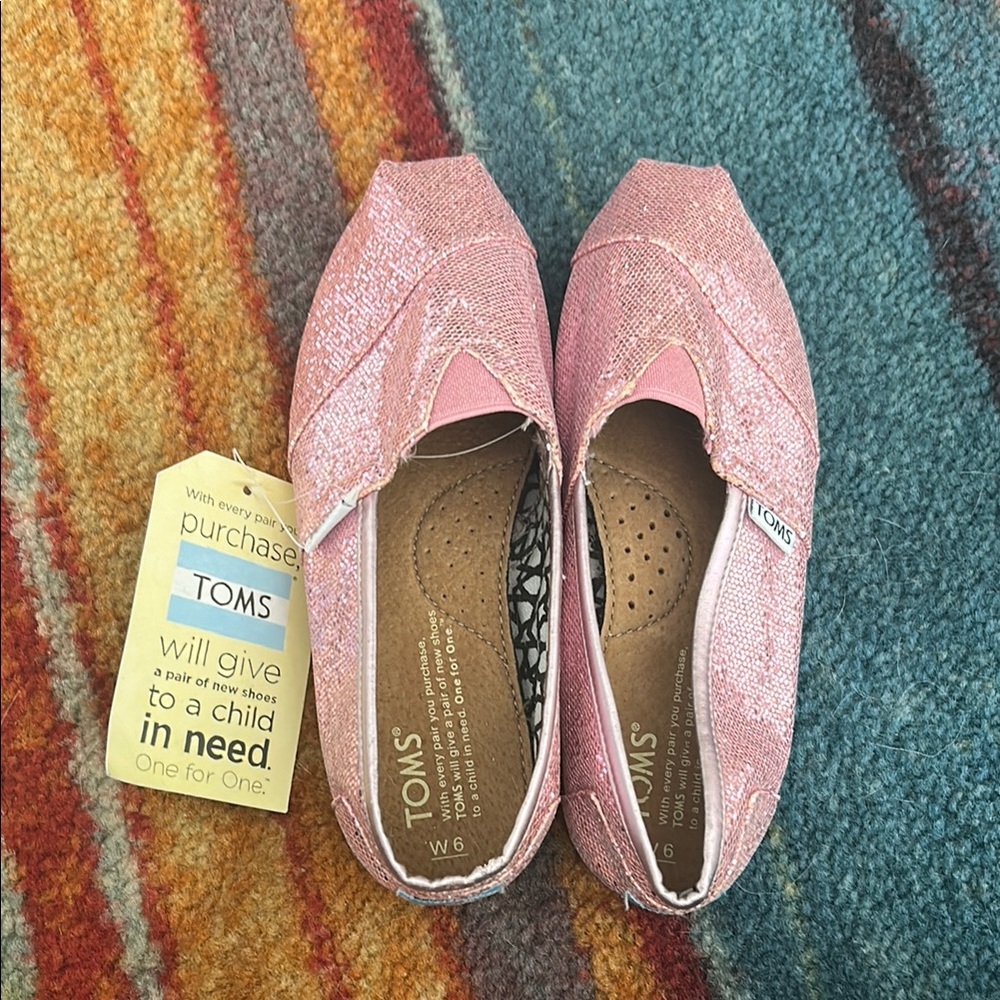 Toms Pink Sparkly Flats